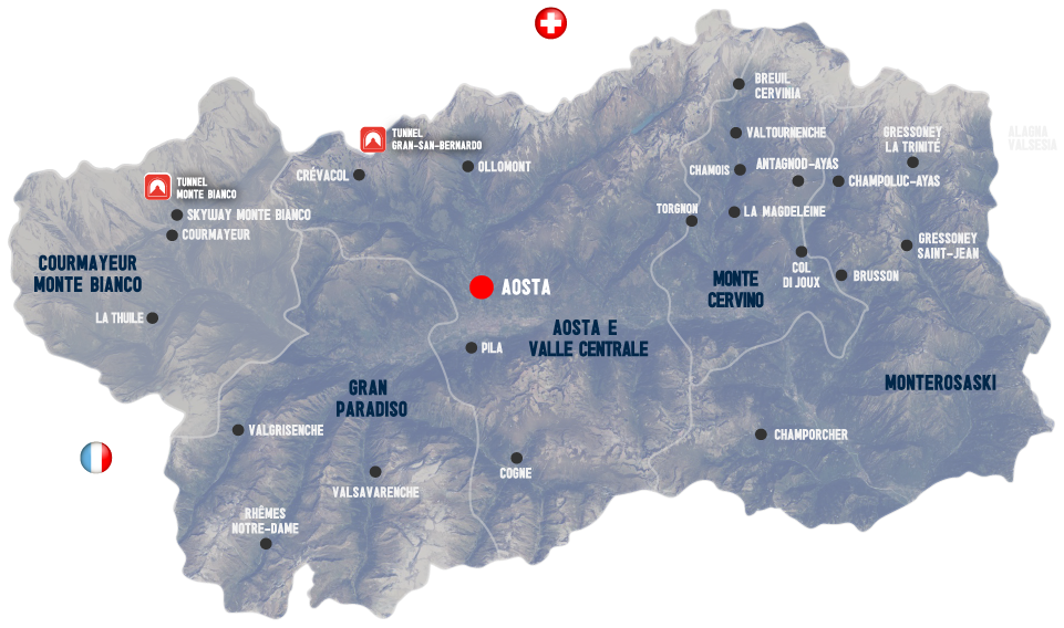 cartina degli impianti della valle d'aosta